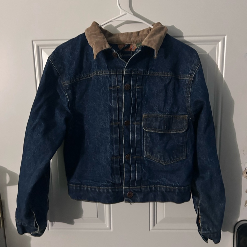 Ralph Lauren Blue Denim Jacket with Brown Collar